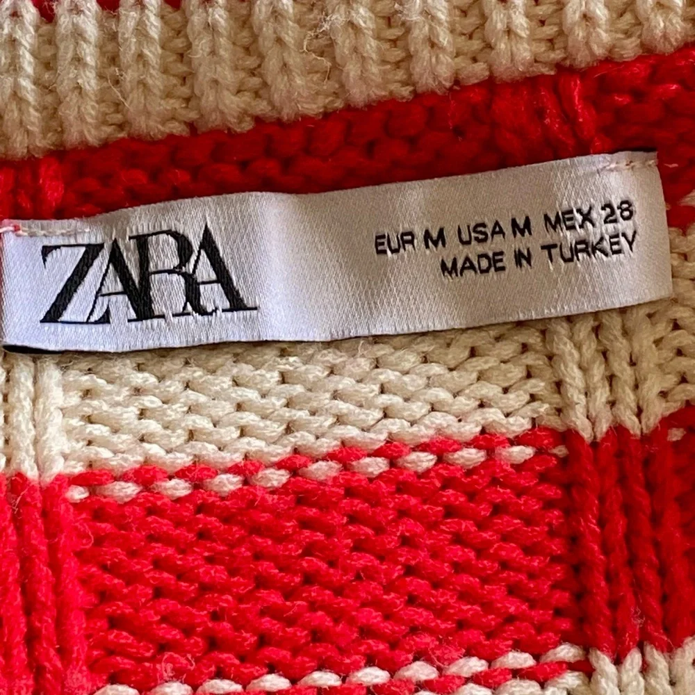 Zara Red & White Striped Knit Cardigan – Size M - Picture 6 of 9